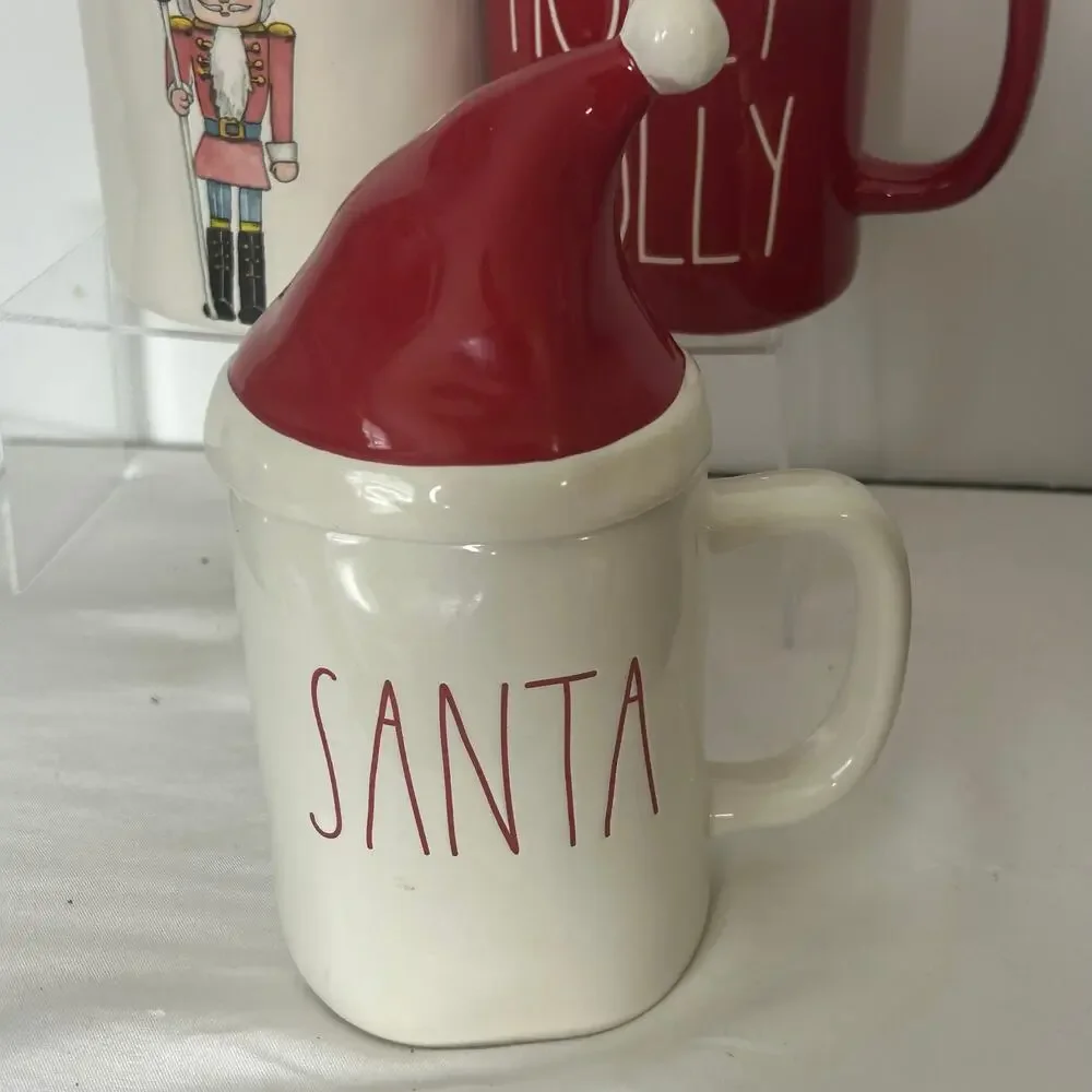 Rae Dunn Christmas Set of 4 Peace Nutcracker Canister Santa Mrs Claus Mugs
